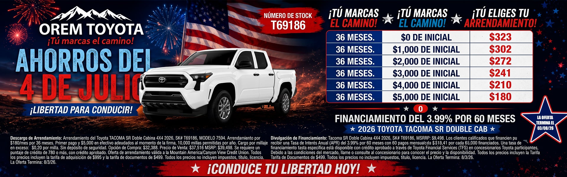 Nuevo 2026 Tacoma Double Cab SR5 en Orem Toyota ES en Orem UT