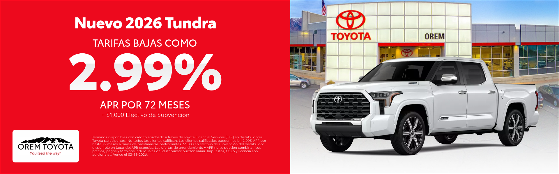 Nuevo 2026 Tundra en Orem Toyota ES en Orem UT